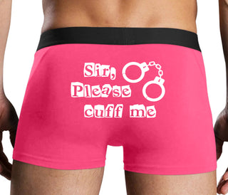 Sir Please Cuff Me - Pink Boxer Brief