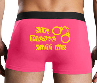 Sir Please Cuff Me - Pink Boxer Brief