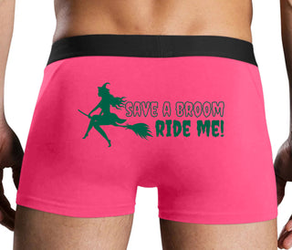 Save A Broom - Ride Me - Witch - Pink Boxer Brief