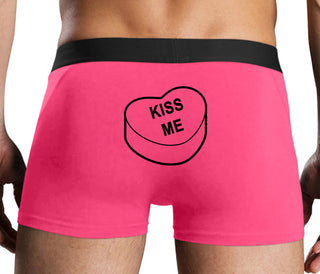 Valentines Day Candy - Kiss Me - Pink Boxer Brief