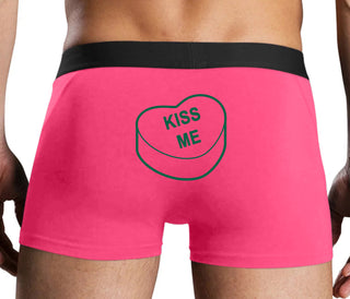 Valentines Day Candy - Kiss Me - Pink Boxer Brief