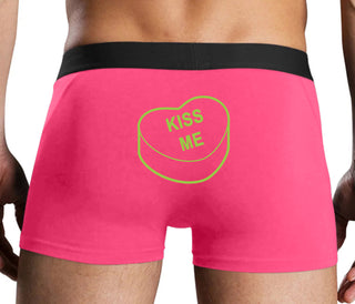 Valentines Day Candy - Kiss Me - Pink Boxer Brief