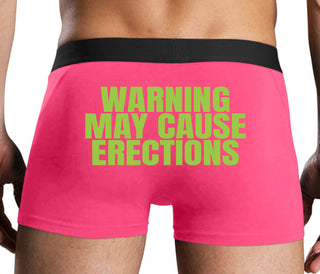 Warning May Cause Erections - Pink Boxer Brief