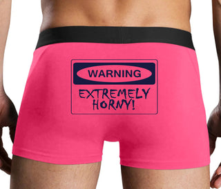 Warning Extremely Horny - Pink Boxer Brief