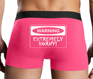 Warning Extremely Horny - Pink Boxer Brief