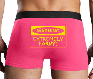 Warning Extremely Horny - Pink Boxer Brief