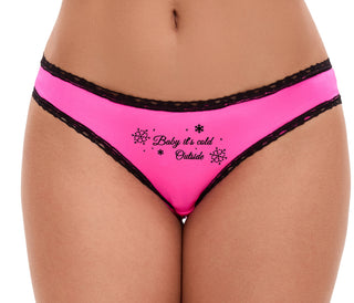 Baby It's Cold Outside - Pink Bikini Black Lace