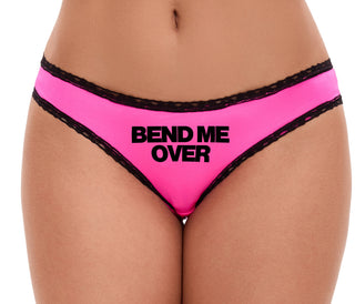 Bend Me Over - Pink Bikini Black Lace