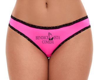 Bendice Esta Comida - Bless This Meal - Pink Bikini Black Lace