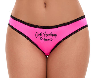 Cock Sucking Princess - Pink Bikini Black Lace