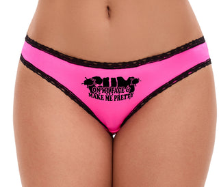 Cum On My Face And Make Me Pretty - Pink Bikini Black Lace