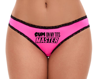Cum On My Tits Master - Pink Bikini Black Lace