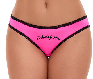 Debrief Me - Pink Bikini Black Lace