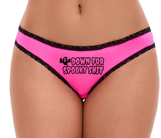 Down For Spooky Shit - Cute Ghost - Pink Bikini Black Lace