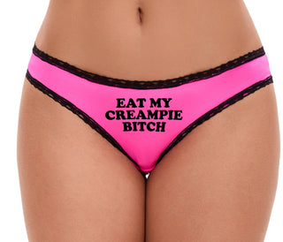Eat My Creampie Bitch - Pink Bikini Black Lace