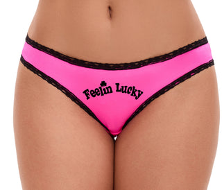 Feeling Lucky Shamrock - Pink Bikini Black Lace