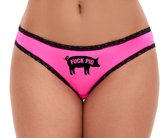 Fuck Pig - Pink Bikini Black Lace