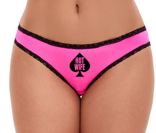 Hot Wife Spade Symbol - Pink Bikini Black Lace