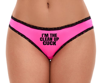 I'm The Clean Up Cuck - Pink Bikini Black Lace