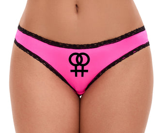Lesbian Sign - Pink Bikini Black Lace