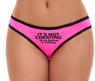Its Not Cheating If My Husband Is Watching - Pink Bikini Black Lace