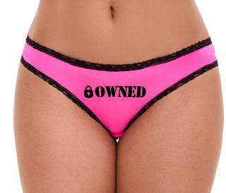 Owned With Collared Lock - Pink Bikini Black Lace