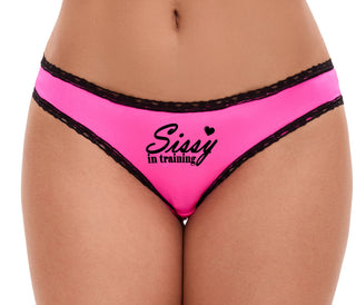 Sissy In Training - Pink Bikini Black Lace