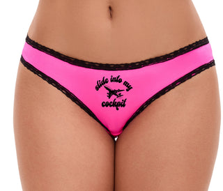 Slide Into My Cockpit - Pink Bikini Black Lace