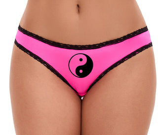 Yin Yang Symbol - Pink Bikini Black Lace