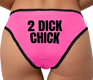 2 Dick Chick Bikini - Pink with Black Lace