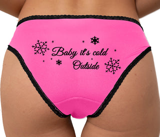 Baby It's Cold Outside Bikini - Pink with Black Lace