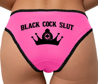 Black Cock Slut - Queen of Spades Crown Bikini - Pink with Black Lace