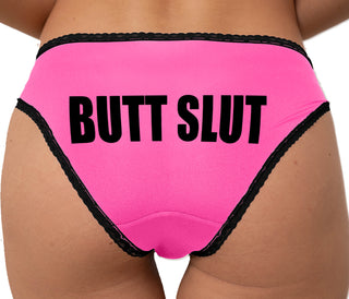 Butt Slut Bikini - Pink with Black Lace