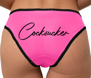 Cock Sucker Bikini - Pink with Black Lace