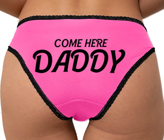 Come Here Daddy Bikini - Pink with Black Lace