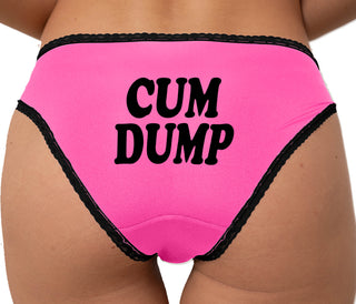 Cum Dump Bold Font Bikini - Pink with Black Lace