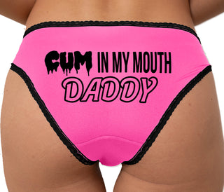 Cum In My Mouth Daddy Bikini - Pink with Black Lace