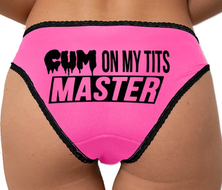Cum On My Tits Master Bikini - Pink with Black Lace