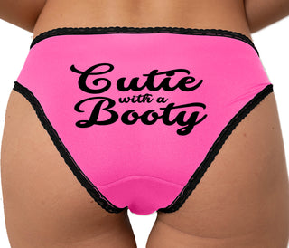 Cutie With a Booty Bikini - Pink with Black Lace