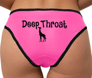 Deep Throat Cute Giraffe Bikini - Pink with Black Lace