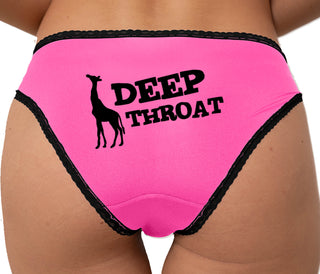 Deep Throat Cute Giraffe Bikini - Pink with Black Lace
