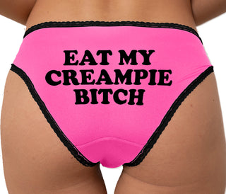 Eat My Creampie Bitch Bikini - Pink with Black Lace