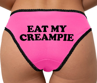 Eat My Creampie Bikini - Pink with Black Lace