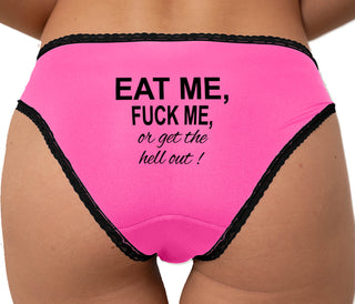 Eat Me Fuck Me Or Get The Hell Out Bikini - Pink with Black Lace
