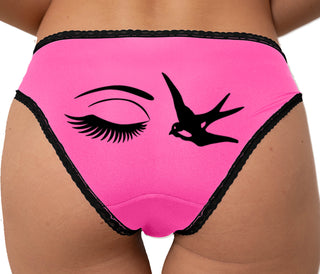 I Swallow - Eye Bird Bikini - Pink with Black Lace