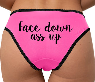 Face Down Ass Up Bikini - Pink with Black Lace