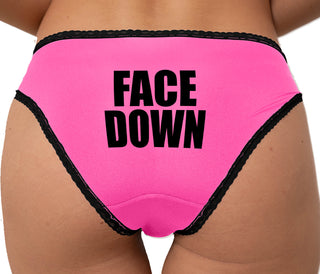 Face Down Bikini - Pink with Black Lace