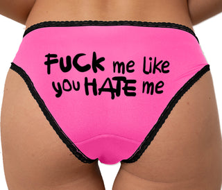 Fuck Me Like You Hate Me Bikini - Pink with Black Lace