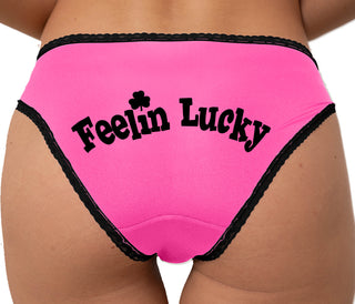 Feeling Lucky Shamrock Bikini - Pink with Black Lace