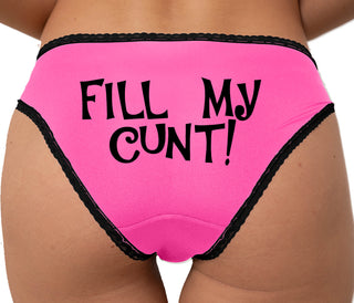 Fill My Cunt Bikini - Pink with Black Lace